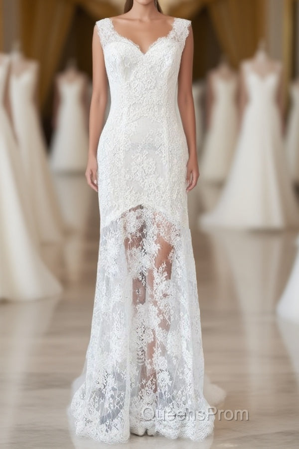Long Mermaid Sweetheart Lace Backless Wedding Dress Main image