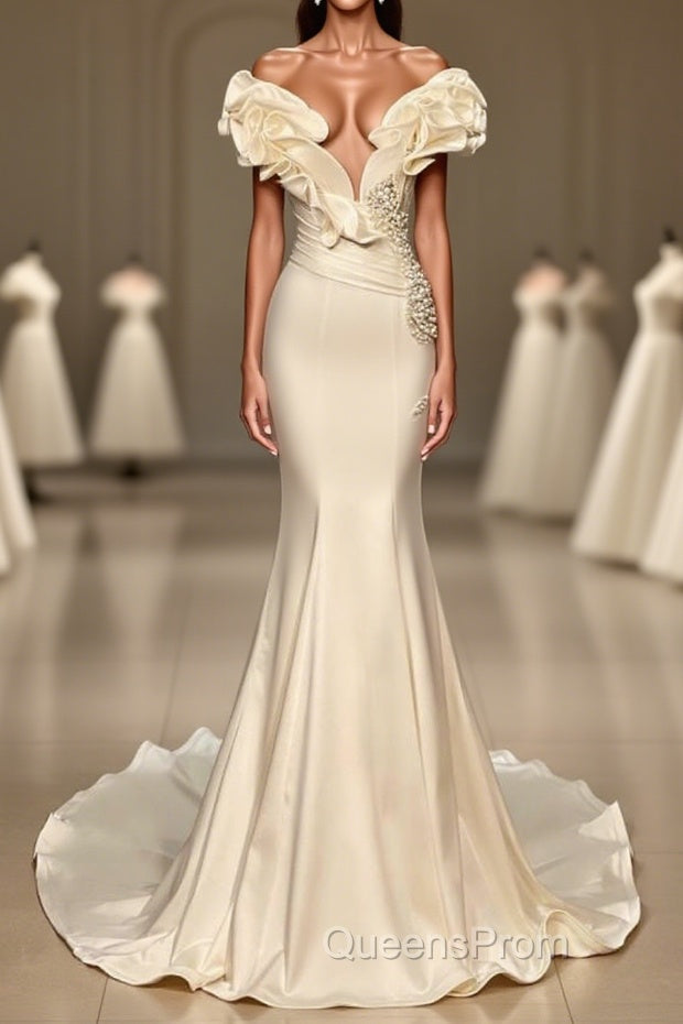 Long Mermaid Sweetheart Satin Evening Prom Dress