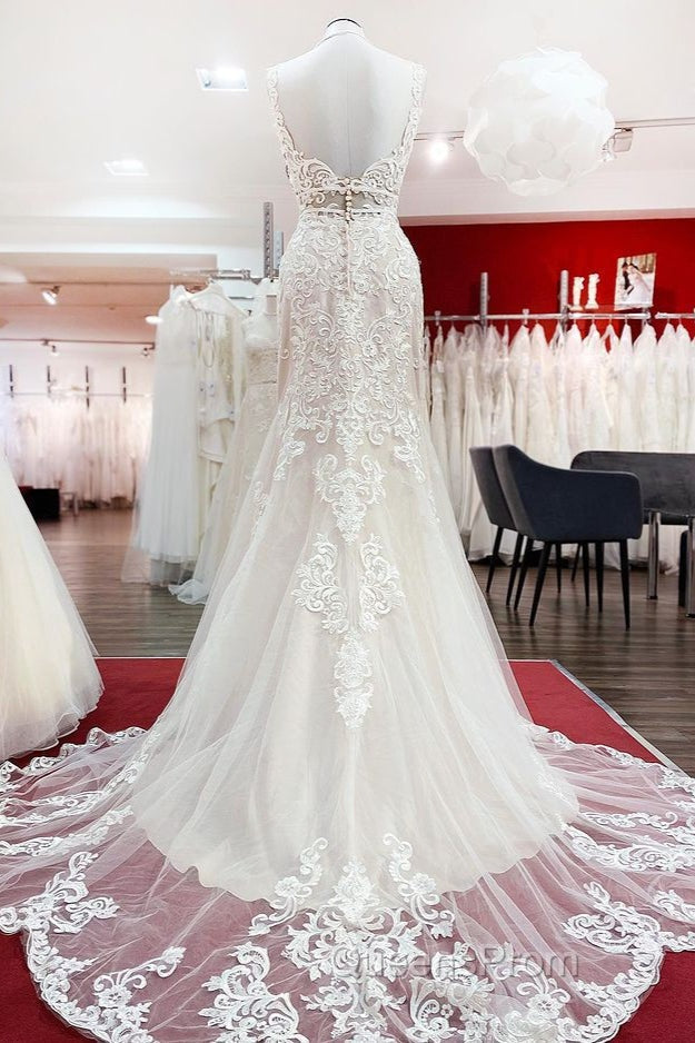 Long Mermaid Tulle Sleeveless Lace Backless Wedding Dress Secondary image