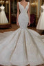 Long Mermaid V-neck Lace Wedding Dress