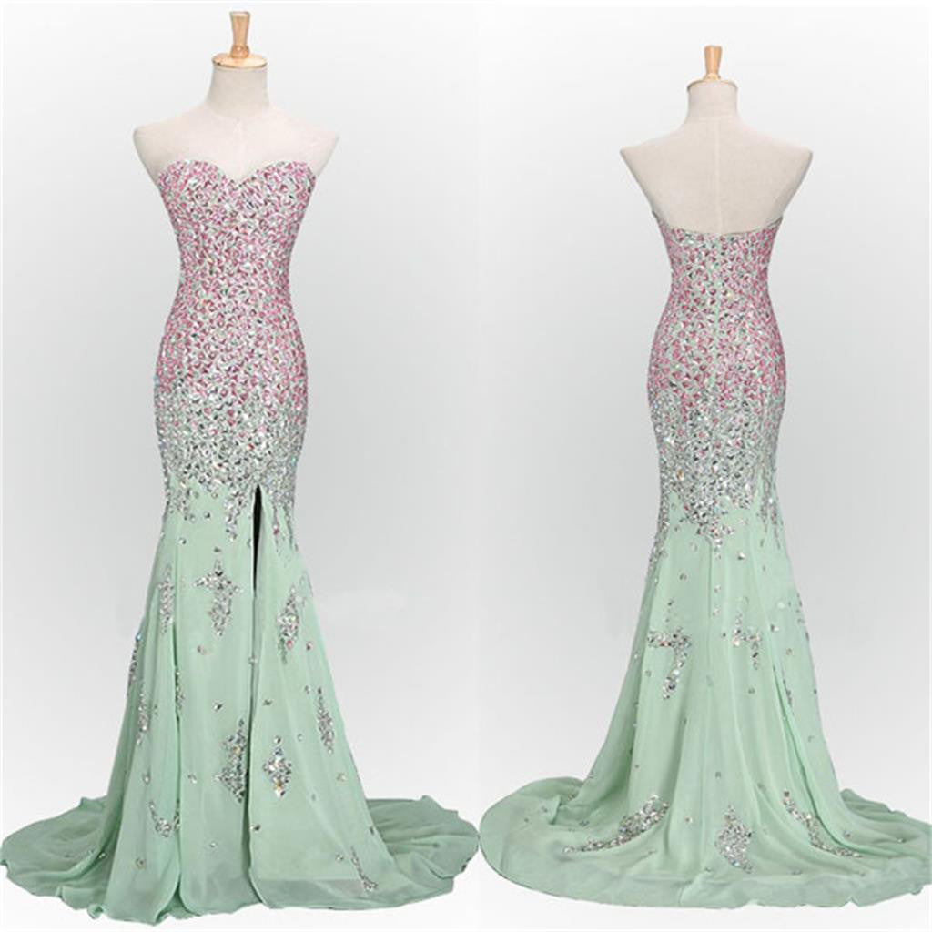 Long Mint Mermaid Sweetheart Sparkly Popular Unique Classy Prom Dress Secondary image
