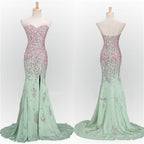Long Mint Mermaid Sweetheart Sparkly Popular Unique Classy Prom Dress