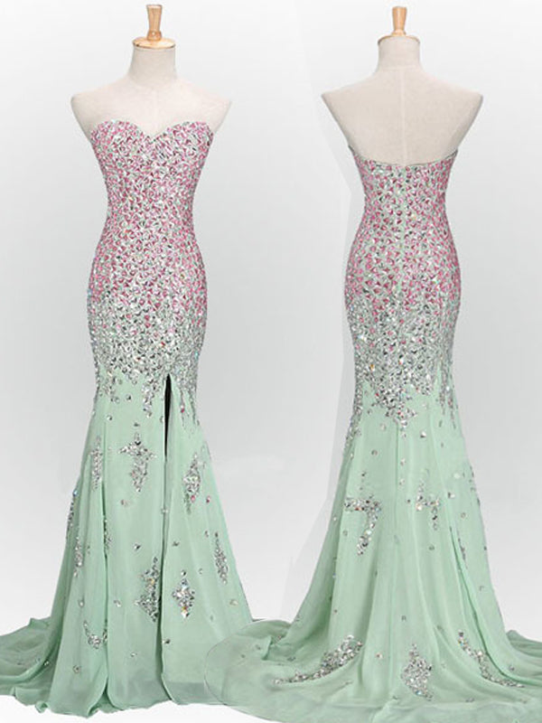 Long Mint Mermaid Sweetheart Sparkly Popular Unique Classy Prom Dress Main image