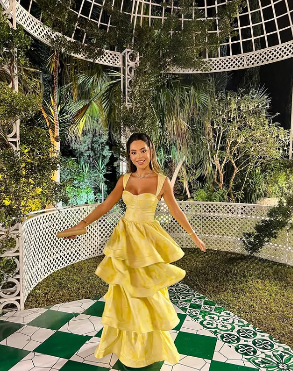 Vintage Pastel Yellow Ruffle Tiered A-Line Long Party Dress Classy Prom Dress