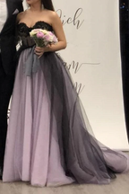 Green/Purple Elegant Lace Tulle A-Line Long Tulle Classy Prom Dress Classy Evening Gown Sexy Backless Wedding Dress