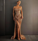 Long Classy Prom Dress Gold Mermaid Classy Evening Gowns
