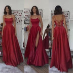 Long Red Classy Prom Party Dress
