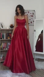 Long Red Classy Prom Party Dress