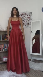 Long Red Classy Prom Party Dress