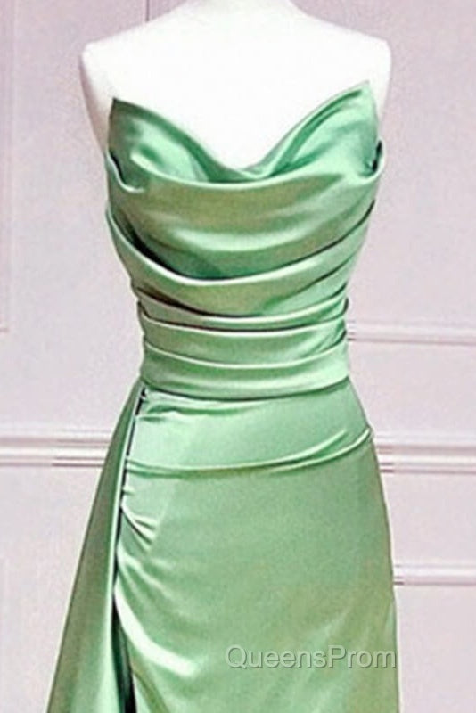Long Sage Satin Cowl Neck Bridesmaid Dress Secondary image