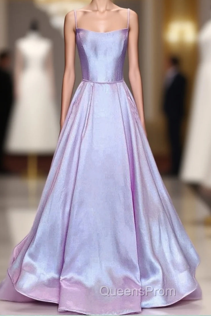 Long Satin Evening Prom Dress Spaghetti Straps Strapless Main image