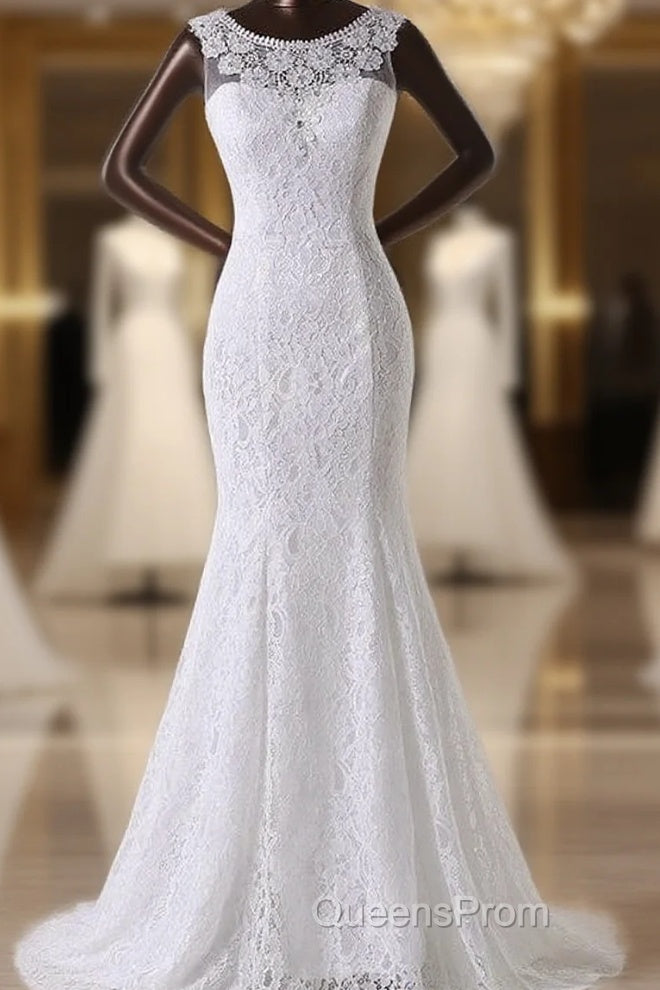 Long Scoop Lace Mermaid Wedding Dress Bridal Dress Main image