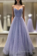 Long Sequin Lavender Sweetheart Beading Evening Prom Dress