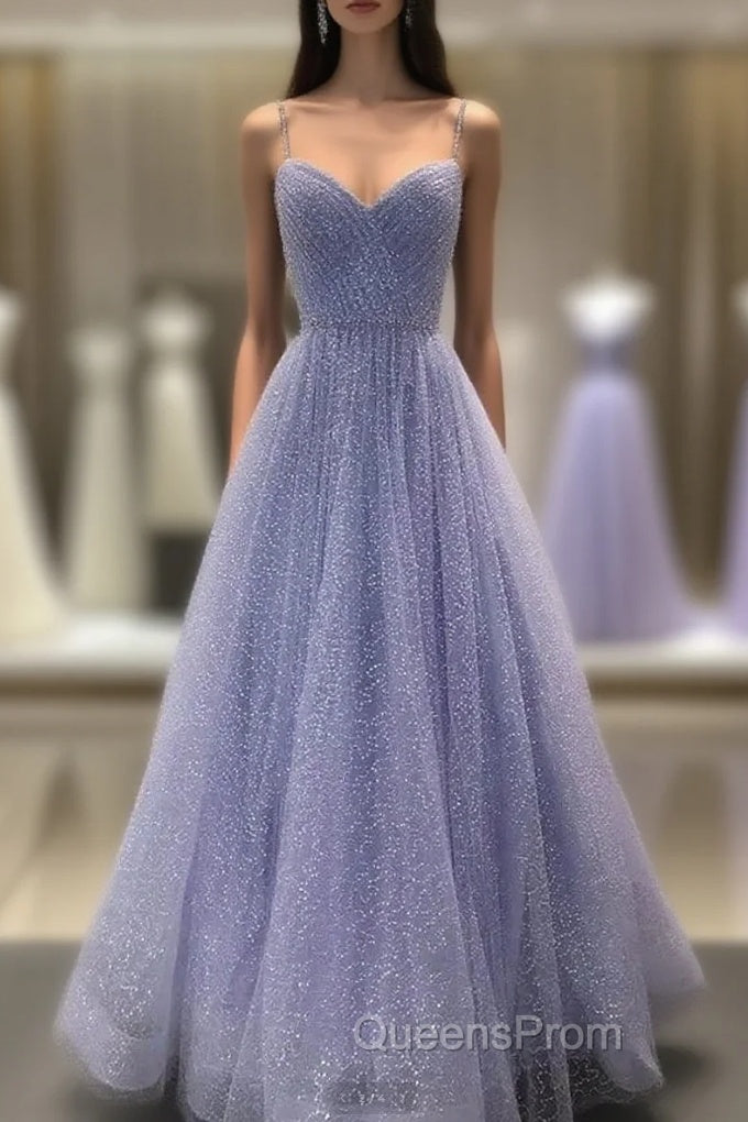 Long Sequin Lavender Sweetheart Beading Evening Prom Dress