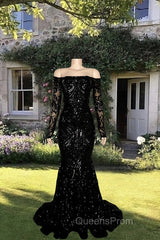 Long Sleeve Mermaid Sequin Pattern Dress