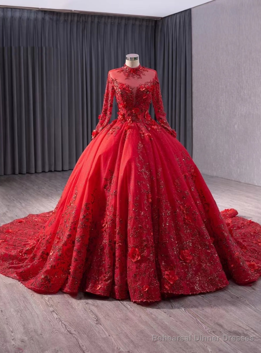 Long Sleeve Sequins Tulle Backless Prom Dress Main image