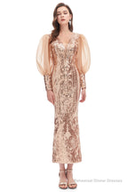 Long Sleeve Tea Length Prom Dresses