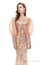 Long Sleeve Tea Length Prom Dresses