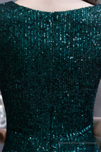 Long Sleeve V Neck Lace Prom Dresses Thin Cap Sleeve