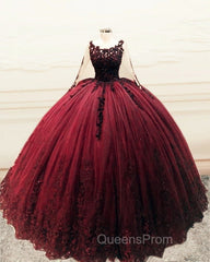 Long Sleeves Ball Gown Appliques Dress
