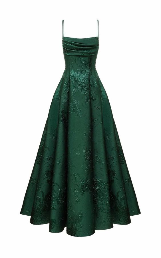 Long Spaghetti Straps A-Line Green Classy Prom Dress, Long Classy Prom Dress Main image