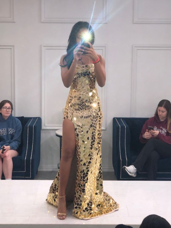 Long Spaghetti Straps Mermaid Slit Classy Prom Dress, Long Classy Prom Dress Secondary image