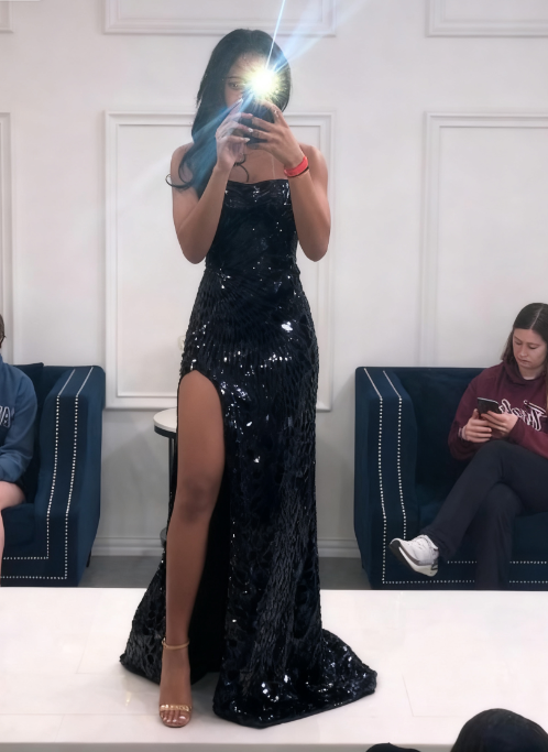 Long Spaghetti Straps Mermaid Slit Classy Prom Dress, Long Classy Prom Dress