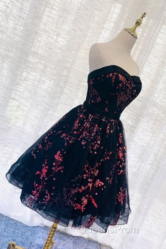 Lovely Black Sweetheart Short Homecoming Dress, Black Evening Prom Dress Secondary image