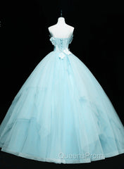 Lovely Blue Tulle Long Sweet 16 Dress, Blue Tulle Formal Dress Party Dress