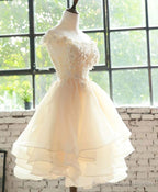 Lovely Flowers Organza Layers Short Party Dress, Cute Homecoming Dress Prom Dress