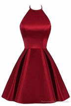 Lovely Halter Short Prom Dress, Homecoming Dresses , Satin Formal Dress