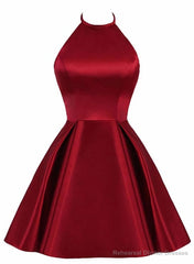 Lovely Halter Short Prom Dress, Homecoming Dresses , Satin Formal Dress