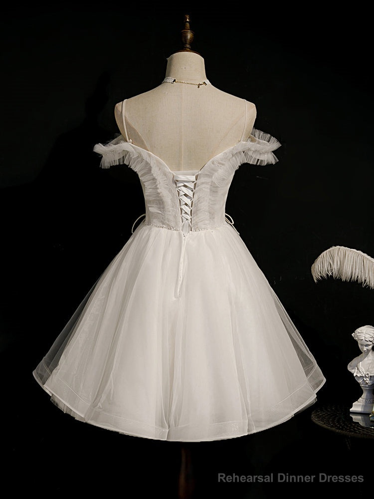 Lovely Ivory Sweetheart Beaded Tullle Homecoming Dress Party Dress, Short Prom Dresss Secondary image