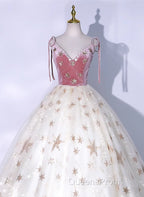 Lovely Ivory Tulle Ball Gown Straps Party Dress, Ivory Sweet 16 Dress Formal Dress