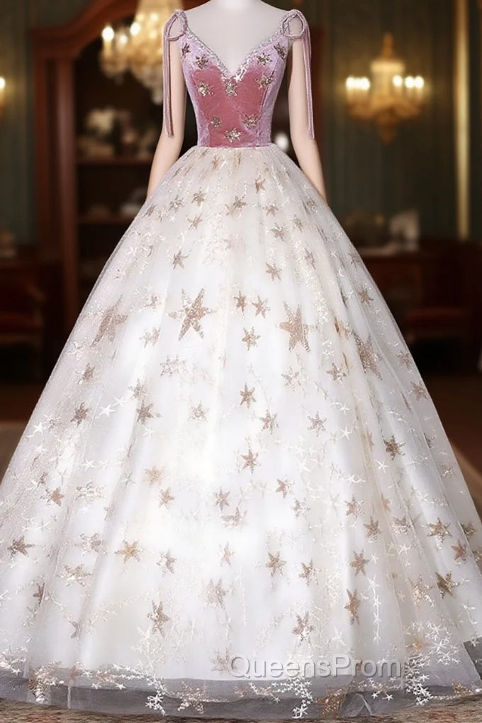 Lovely Ivory Tulle Ball Gown Straps Party Dress, Ivory Sweet 16 Dress Formal Dress
