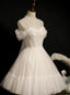 Lovely Ivory Tulle Straps Sweetheart Homecoming Dress With Bow, Short Classy Prom Dress Party Dress