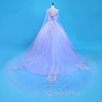 Lovely Lavender Tulle Flower Lace Ball Gown Evening Gown, Lavender Sweet 16 Dress