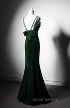 Lovely Low Back Velvet Mermaid Long Evening Prom Dress, Velvet Wedding Party Dress