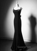 Lovely Low Back Velvet Mermaid Long Evening Prom Dress, Velvet Wedding Party Dress