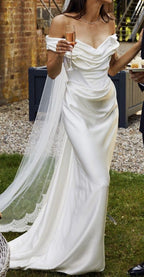 Lovely Off The Shoulder Mermaid White Bridal Gown Wedding Dress