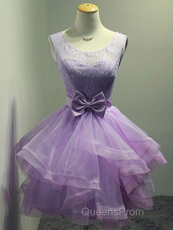 Lovely Organza And Lace Purple Layers Short Homecoming Dress, Lavender Party Dress Secondary image