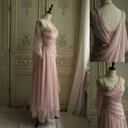 Affordable Classy Prom Dress Under $165||Lovely Pink Chiffon Classy Prom Dress Princess Pearls Spaghetti Straps Classy Evening Dress