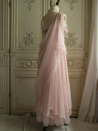 Affordable Classy Prom Dress Under $165||Lovely Pink Chiffon Classy Prom Dress Princess Pearls Spaghetti Straps Classy Evening Dress