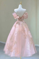 Lovely Pink Tea Length Straps Tulle Formal Dress, Pink Tea Length Evening Prom Dress