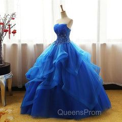 Lovely Royal Blue Tulle Evening Prom Dress, Blue Sweet 16 Dress