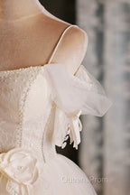 Lovely Spaghetti Strap Tulle Short Evening Prom Dress, Light Champagne A-Line Evening Party Dress