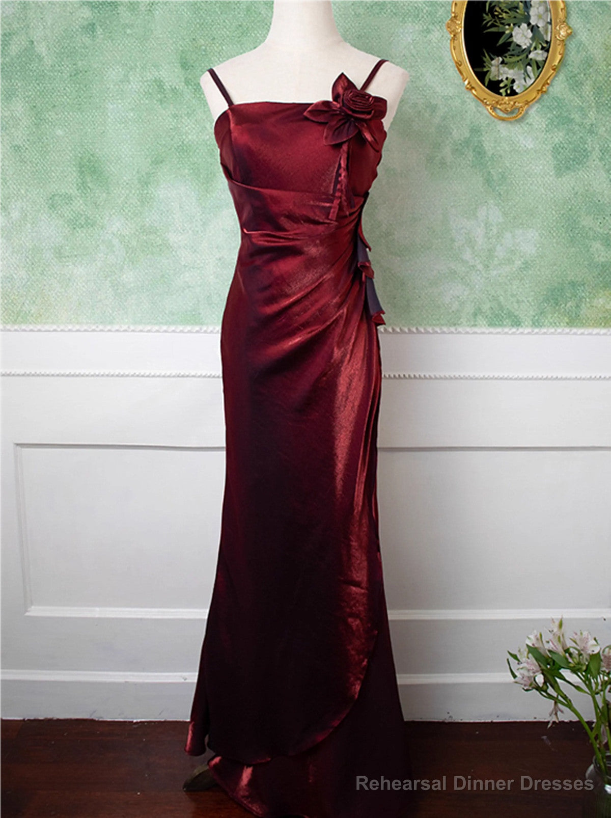 Lovely Straps Simple Long Party Dress, Vintage Style Floor Length Evening Dress