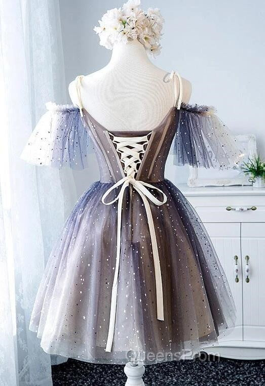 Lovely Tulle Offshoulder Short Evening Prom Dress, Lace Up Homecoming Dress Secondary image