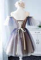 Lovely Tulle Offshoulder Short Evening Prom Dress, Lace Up Homecoming Dress