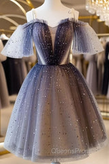 Lovely Tulle Offshoulder Short Evening Prom Dress, Lace Up Homecoming Dress